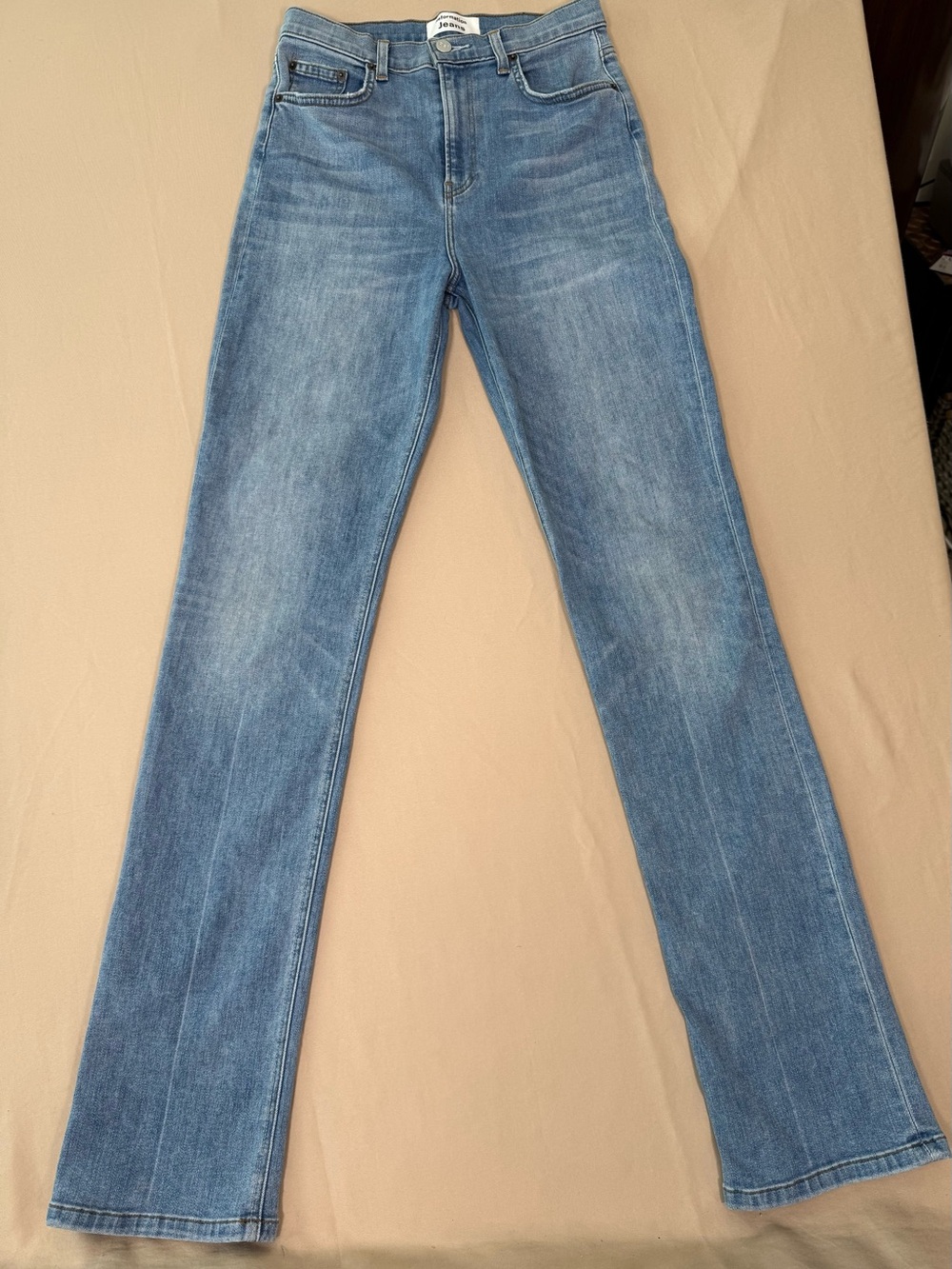 Reformation Audrey High Straight-Leg Jeans in Washed Blue, Cyprus, size 27.